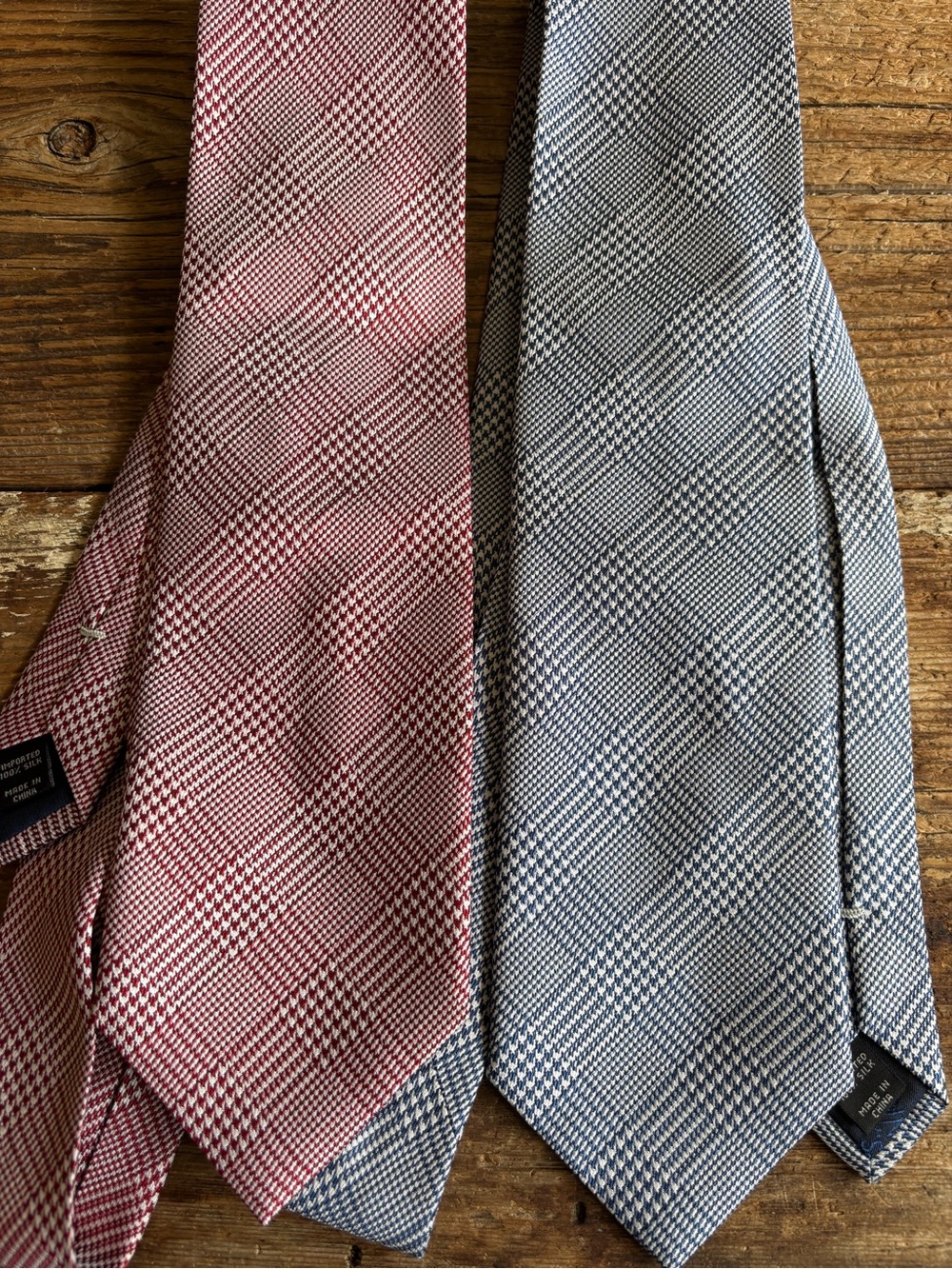 Jos. A. Bank Glen Plaid Tie Duo — Red and Blue-Gray